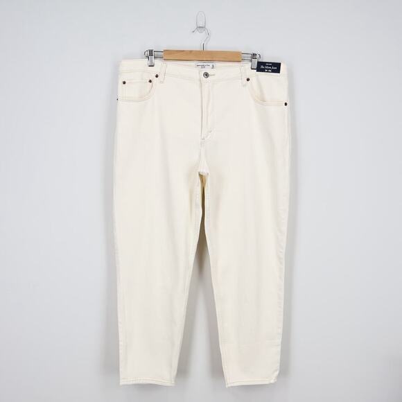 Abercrombie & Fitch Curve Love High Rise Mom Jean Cream Size 34 Regular - Picture 2 of 8